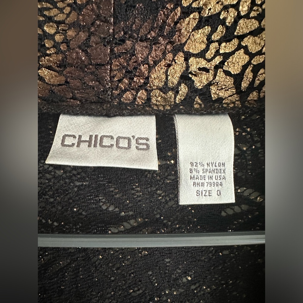 CHICO’S 0Us (S) open-front cardigan / lightweight jacket Long Sleeves Lace-Like - Picture 4 of 7